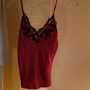 La Perla Red Fitted Camisole with V-Neckline and Embellished Design with box.